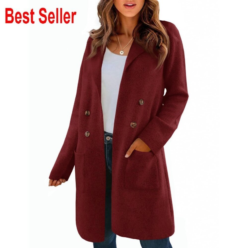 Long Cardigan Sweater Open Front Chunky Lapel Coatigan Elegant Casual
